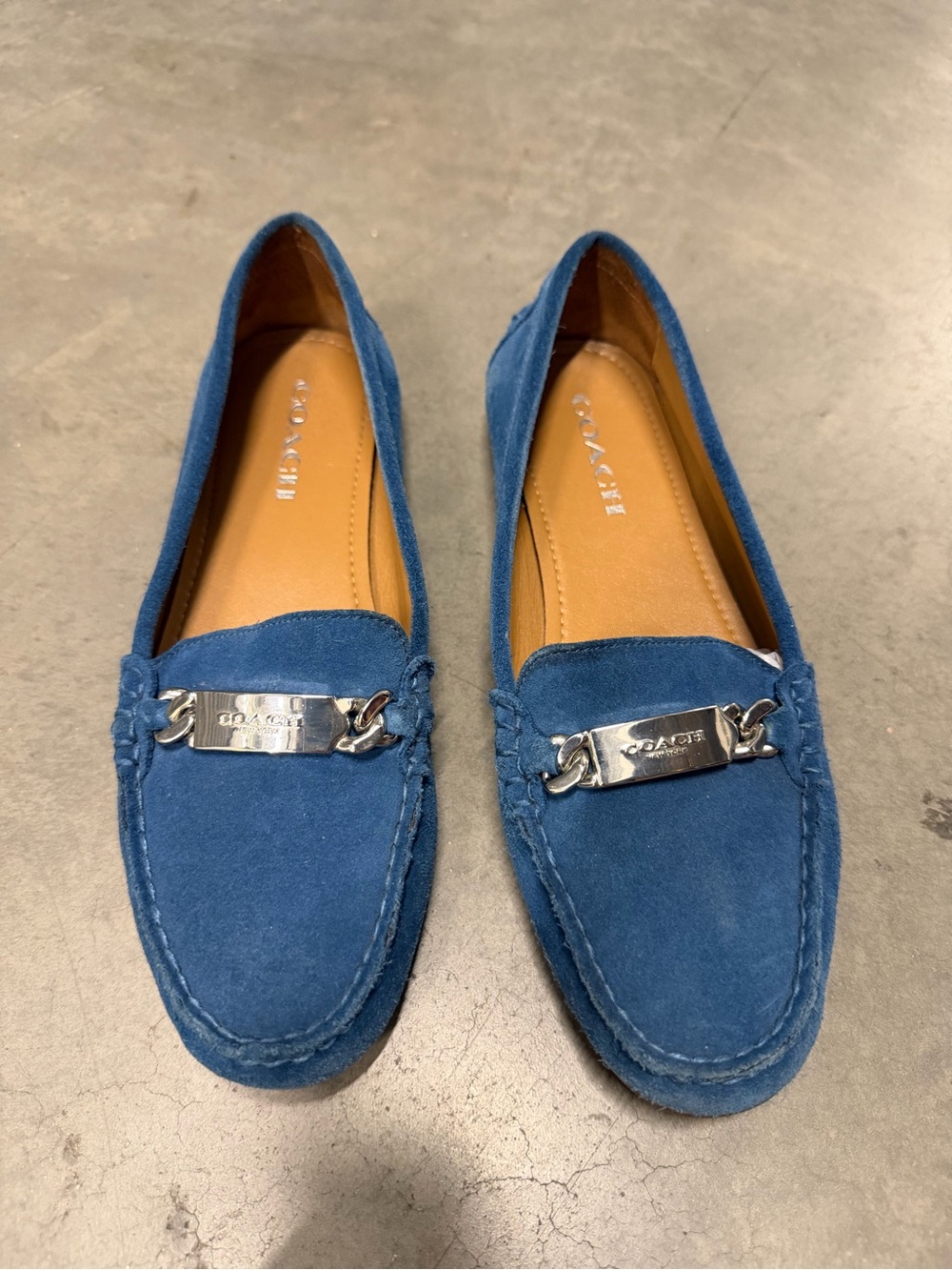 Coach Women’s Blue Suede Driving Loafers Size US 8.5 - Picture 3 of 11
